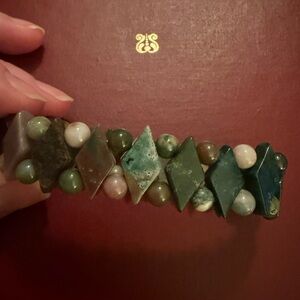 Chic Green and White Stone Bracelet